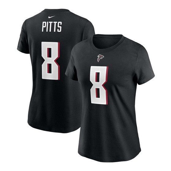 Women's Kyle Pitts Black Atlanta Falcons 2021 NFL Draft First Round Pick Player Name Number T-shirt