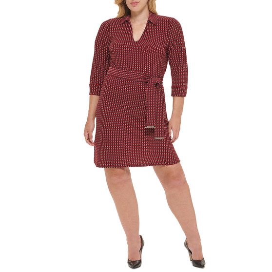 Plus Size Houndstooth Shirtdress
