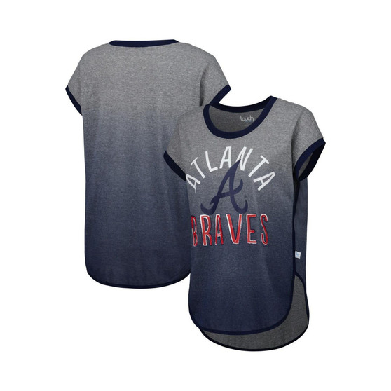 Women's Gray, Navy Atlanta Braves Home Run Tri-Blend Sleeveless T-shirt