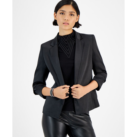 Women's Washed Satin Pleated-Sleeve Jacket, Created for Macy's