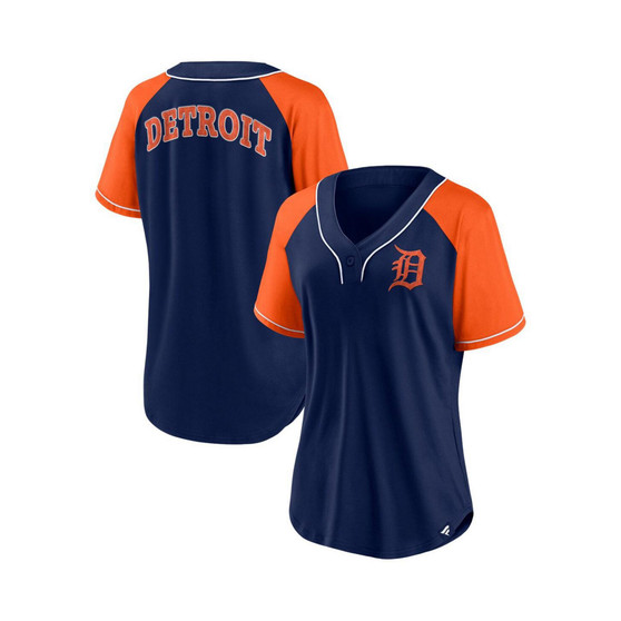 Women's Branded Navy Detroit Tigers Ultimate Style Raglan V-Neck T-shirt
