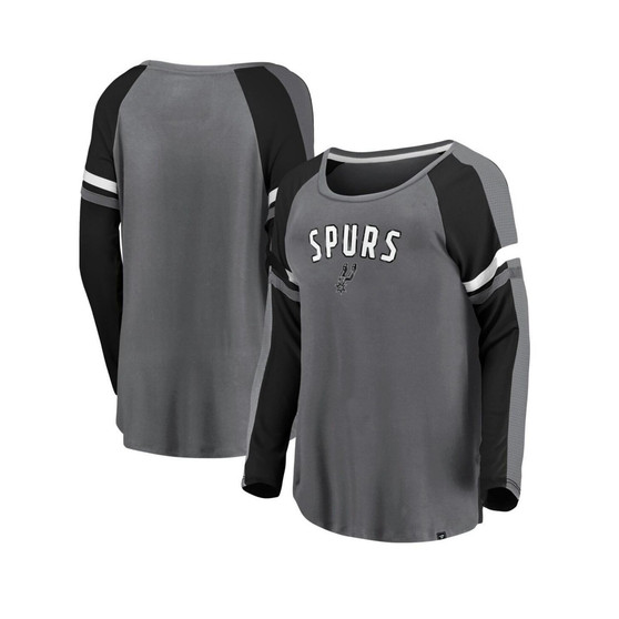 Women's Branded Silver and Black San Antonio Spurs Iconic Flashy Long Sleeve T-shirt