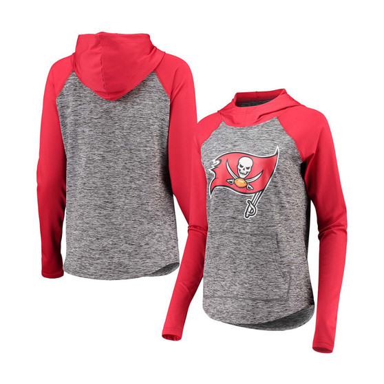 Women's Heathered Gray-Red Tampa Bay Buccaneers Championship Ring Pullover Hoodie