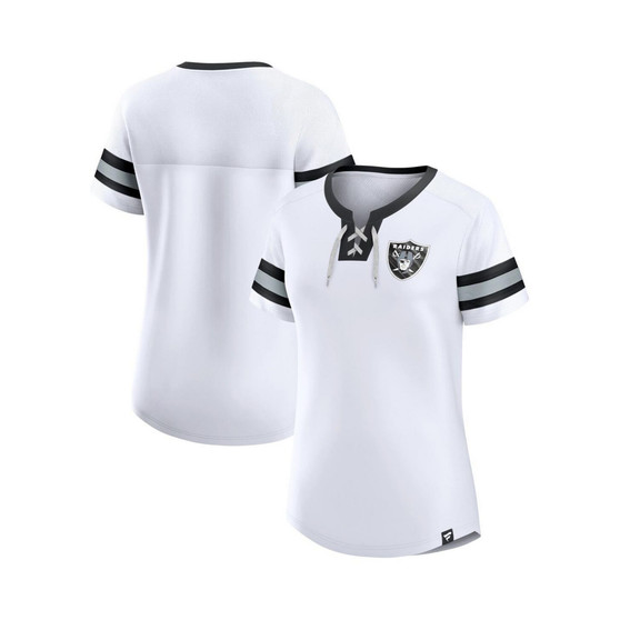 Women's Branded White Las Vegas Raiders Sunday Best Lace-Up T-shirt