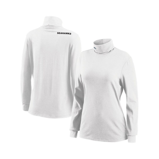 Women's White Seattle Seahawks Long Sleeve Tri-Blend Turtleneck T-shirt
