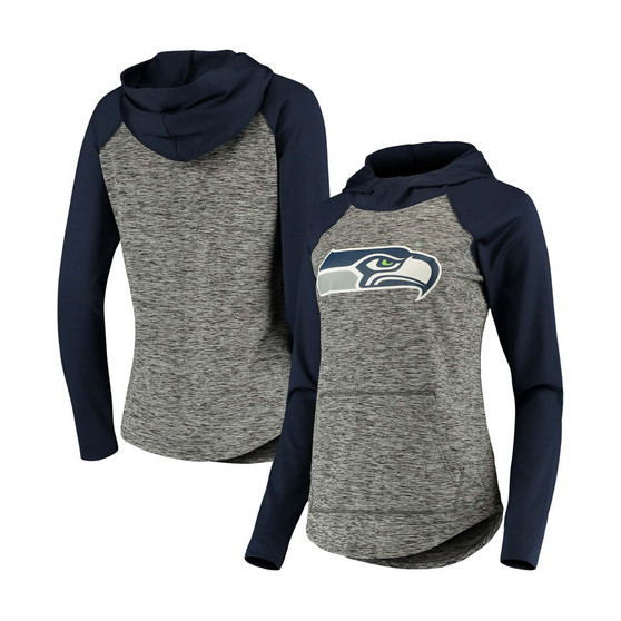 Women's Heather Gray, College Navy Seattle Seahawks Championship Ring Pullover Hoodie