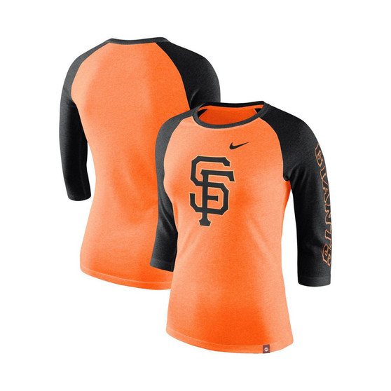 Women's Orange San Francisco Giants Tri-Blend 3/4-Sleeve Raglan T-shirt