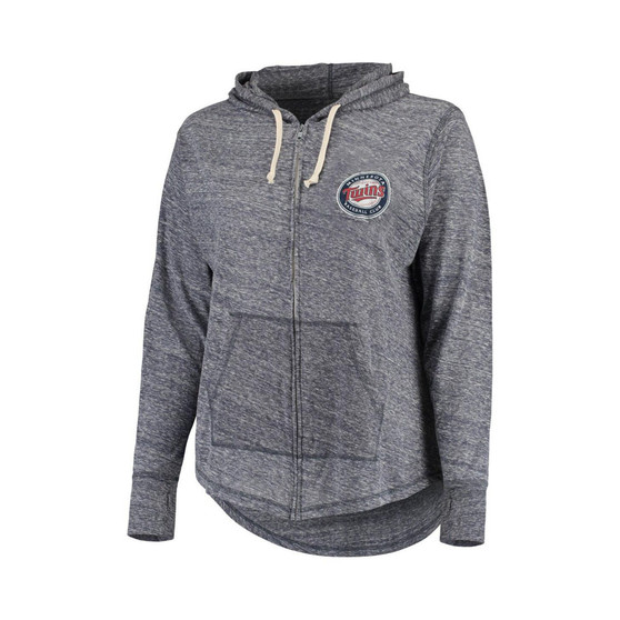 Women's Navy Minnesota Twins Plus Size Full-Zip Lightweight Hoodie Top