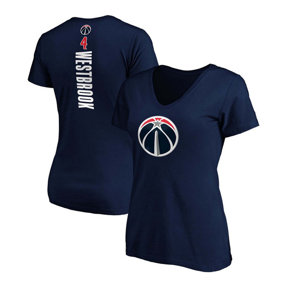 Women's Russell Westbrook Navy Washington Wizards Playmaker Name Number V-Neck T-shirt