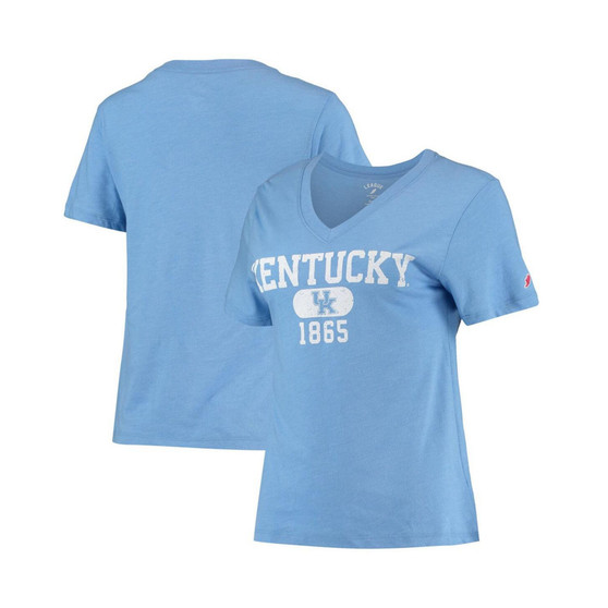 Women's Heathered Light Blue Kentucky Wildcats Intramural Boyfriend Tri-Blend V-Neck T-shirt