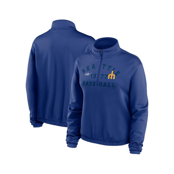 Women's Royal Seattle Mariners Rewind Splice Half-Zip Sweatshirt