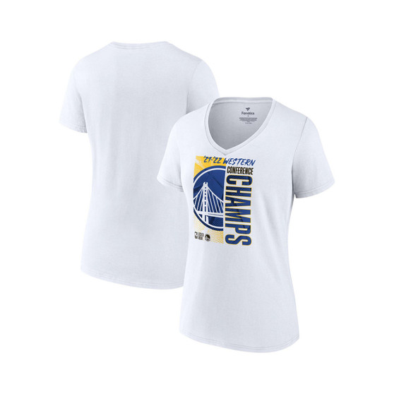 Women's Branded White Golden State Warriors 2022 Western Conference Champions Locker Room V-Neck T-Shirt