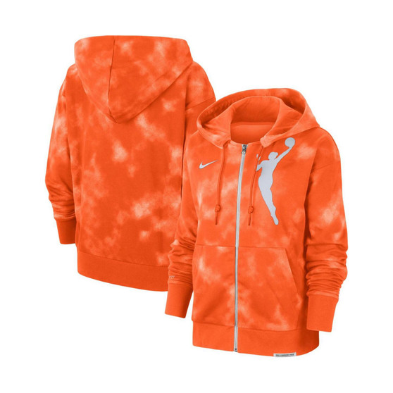 Women's Orange WNBA Logowoman Team 13 Tie-Dye Performance Full Zip Hoodie