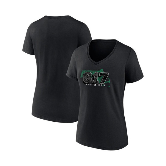 Women's Branded Black Boston Celtics Hometown Collection 617 V-Neck T-shirt