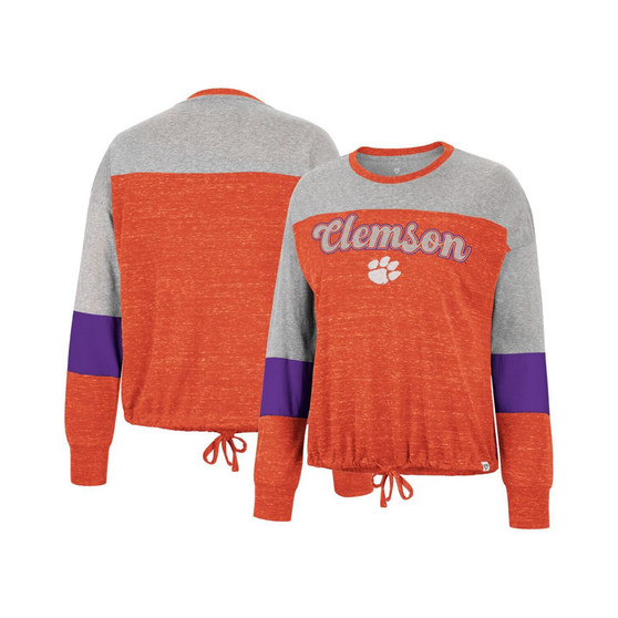 Women's Orange Clemson Tigers Joanna Tie Front Long Sleeve T-shirt