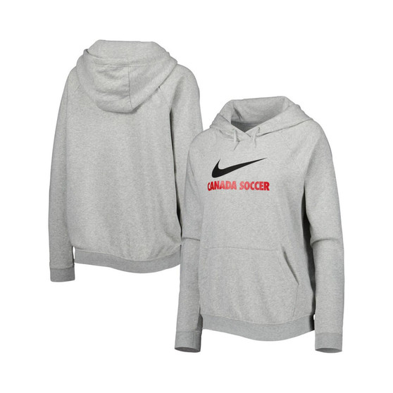 Women's Heather Gray Canada Soccer Lockup Varsity Fleece Raglan Pullover Hoodie