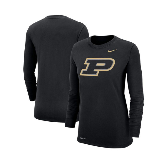 Women's Black Purdue Boilermakers Logo Performance Long Sleeve T-shirt