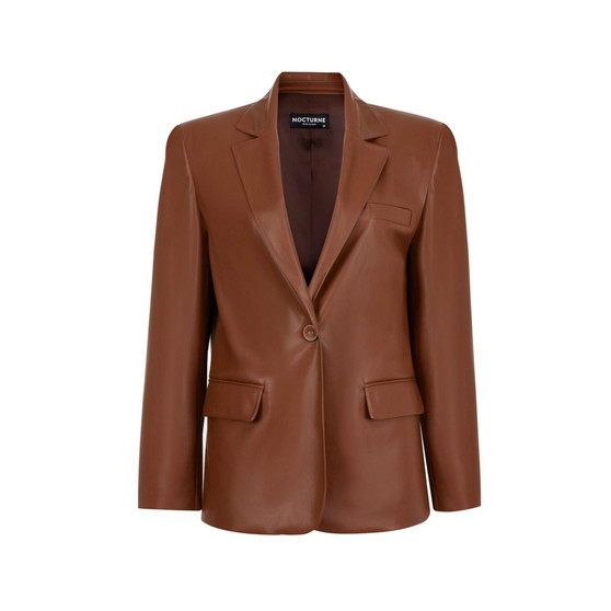 Women's Shoulder Pad Pleather Blazer