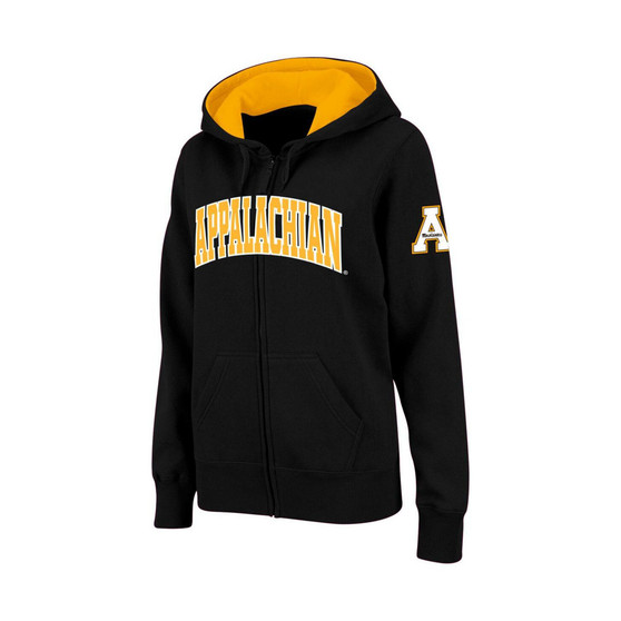 Women's Stadium Athletic Black Appalachian State Mountaineers Arched Name Full-Zip Hoodie