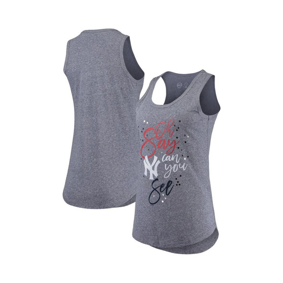 Women's Navy New York Yankees Americana Tri-Blend Racerback Tank Top