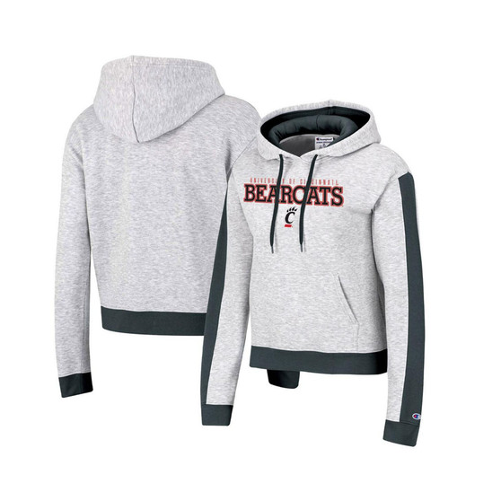 Women's Heathered Gray Cincinnati Bearcats Tri-Blend Boxy Cropped Pullover Hoodie