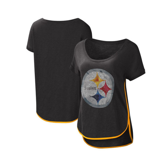 Women's Black Pittsburgh Steelers Rookie Scoop Neck T-shirt