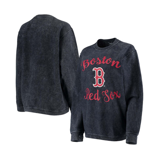 Women's Navy Boston Red Sox Script Comfy Cord Pullover Sweatshirt