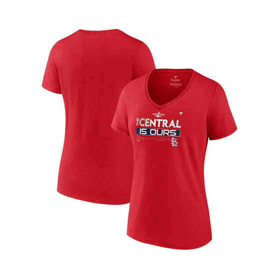 Women's Branded Red St. Louis Cardinals 2022 NL Central Division Champions Plus Size V-Neck T-shirt