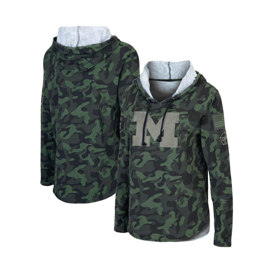 Women's Camo Michigan Wolverines OHT Military-Inspired Appreciation Hoodie Long Sleeve T-shirt