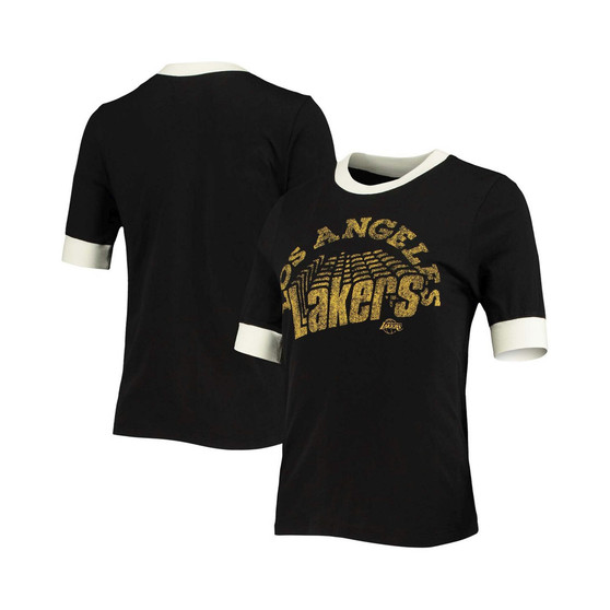 Women's Black Los Angeles Lakers Slim Ringer T-shirt