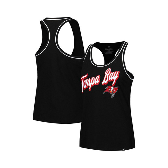 Women's Branded Black Tampa Bay Buccaneers Wordmark Logo Racerback Scoop Neck Tank Top