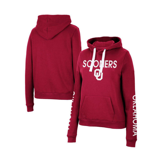 Women's Crimson Oklahoma Sooners 3-Hit Pullover Sweatshirt