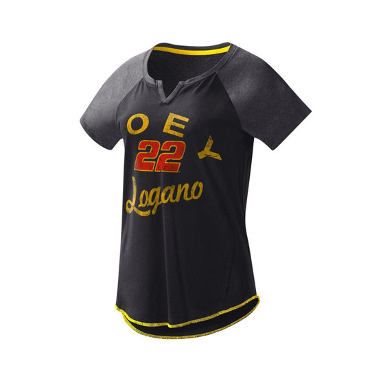 Women's Black Joey Logano Grand Slam Tri-Blend Notch V-Neck T-shirt
