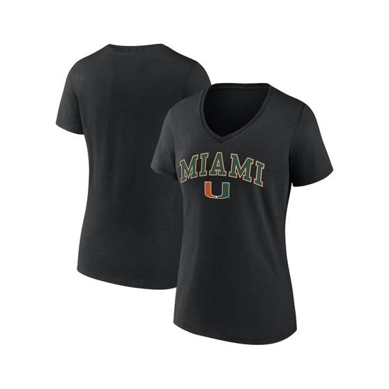 Women's Branded Black Miami Hurricanes Evergreen Campus V-Neck T-shirt
