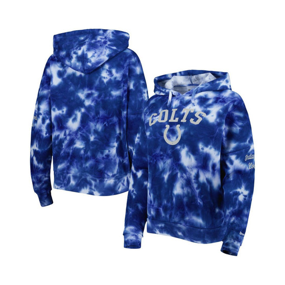 Women's Royal Indianapolis Colts Cloud Dye Fleece Pullover Hoodie