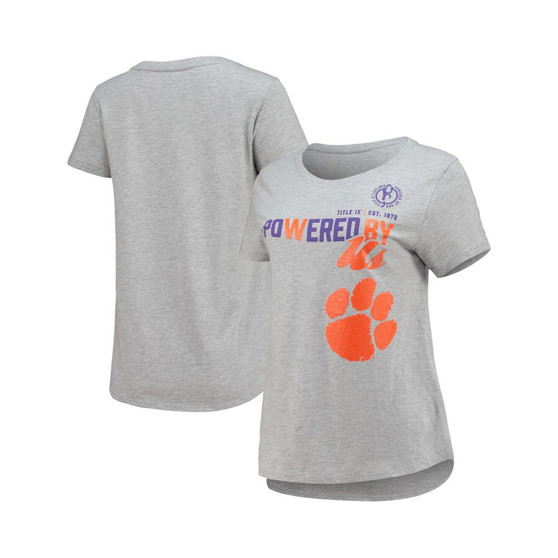 Women's Heathered Gray Clemson Tigers PoWered By Title IX T-shirt