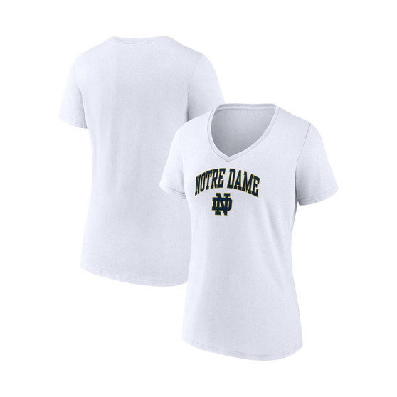 Women's Branded White Notre Dame Fighting Irish Evergreen Campus V-Neck T-shirt