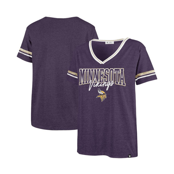 Women's Heathered Purple Minnesota Vikings Hollow Bling Piper Luxe V-Neck T-shirt