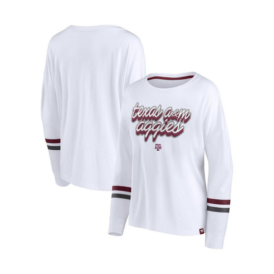 Women's Branded White Texas A&M Aggies Retro Power Striped Long Sleeve T-shirt