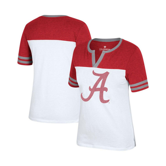 Women's White, Crimson Alabama Crimson Tide Frost Yourself Notch Neck T-shirt