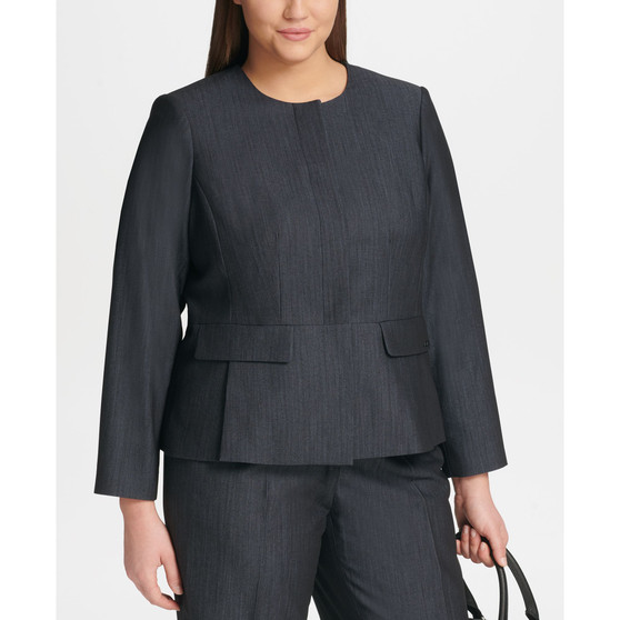 Plus Size Button-Front Denim Jacket