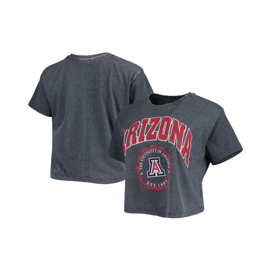Women's Navy Arizona Wildcats Edith Vintage-Like Burnout Crop T-shirt