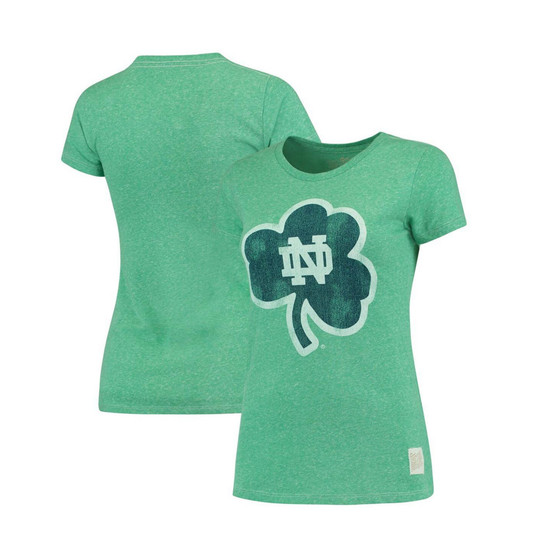 Women's Heathered Kelly Green Notre Dame Fighting Irish Tri-Blend Crew Neck T-shirt