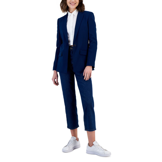 Women's Structured Solid-Color One-Button Blazer