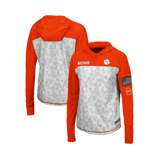Women's Arctic Camo, Orange Clemson Tigers OHT Military-Inspired Appreciation Mission Hoodie Long Sleeve T-shirt