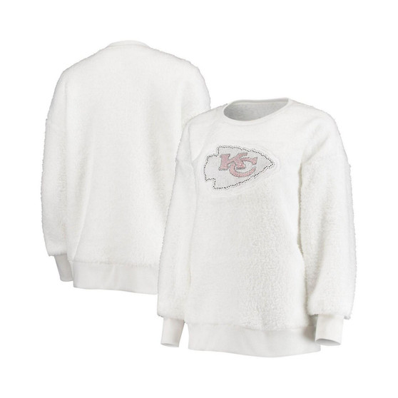 Women's White Kansas City Chiefs Milestone Tracker Pullover Sweatshirt