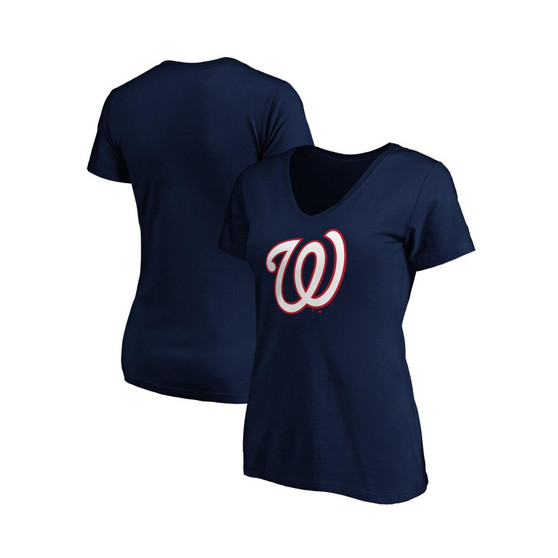 Women's Branded Navy Washington Nationals Core Official Logo V-Neck T-shirt