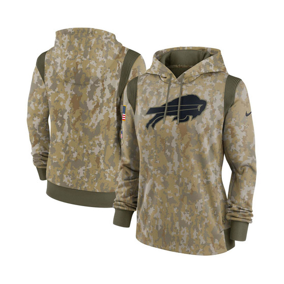 Women's Olive Buffalo Bills 2021 Salute To Service Therma Performance Pullover Hoodie