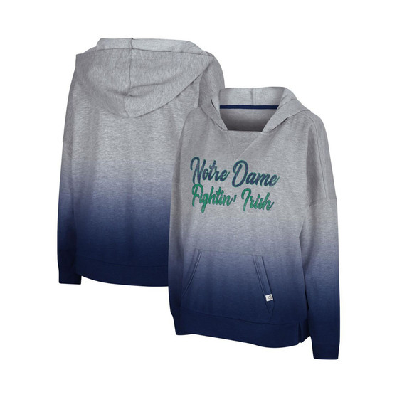 Women's Heathered Gray Notre Dame Fighting Irish On Wednesdays Dip-Dye Pullover Hoodie