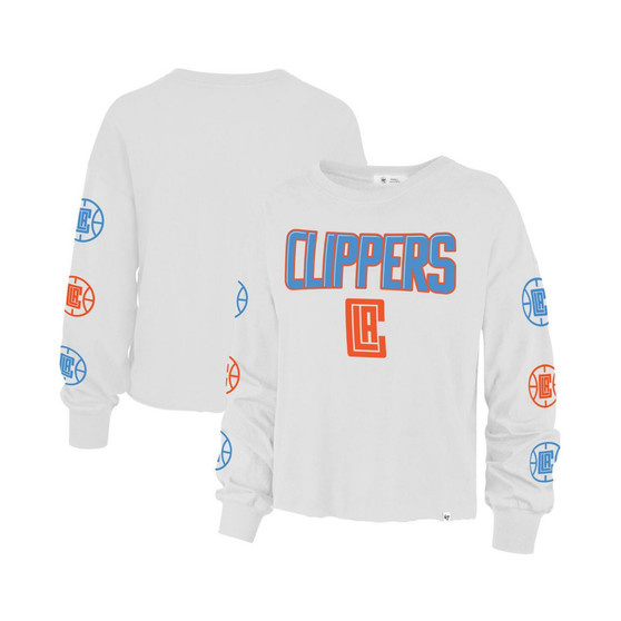 Women's '47 White La Clippers 2021/22 City Edition Call Up Parkway Long Sleeve T-shirt